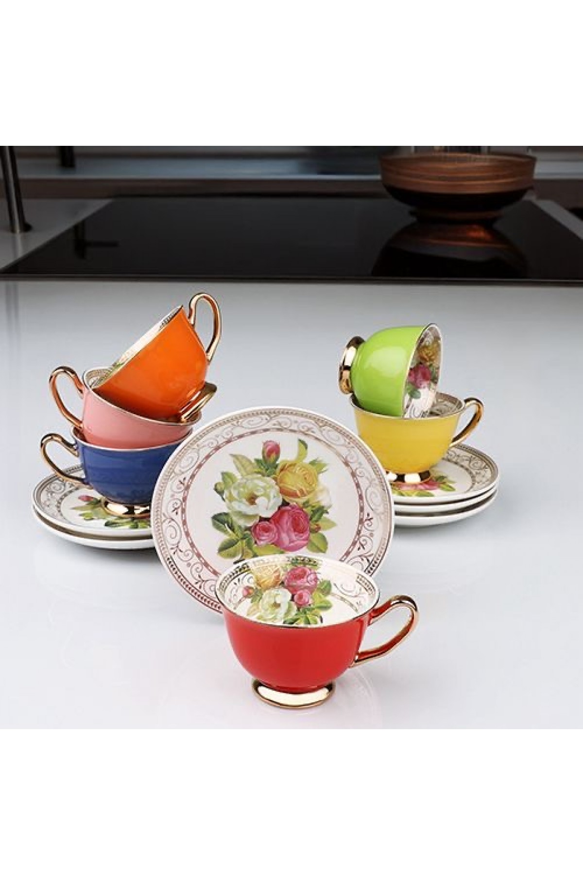 PORS. 90CC 6'LI KAHVE FİNCANI (ROSE) (P)