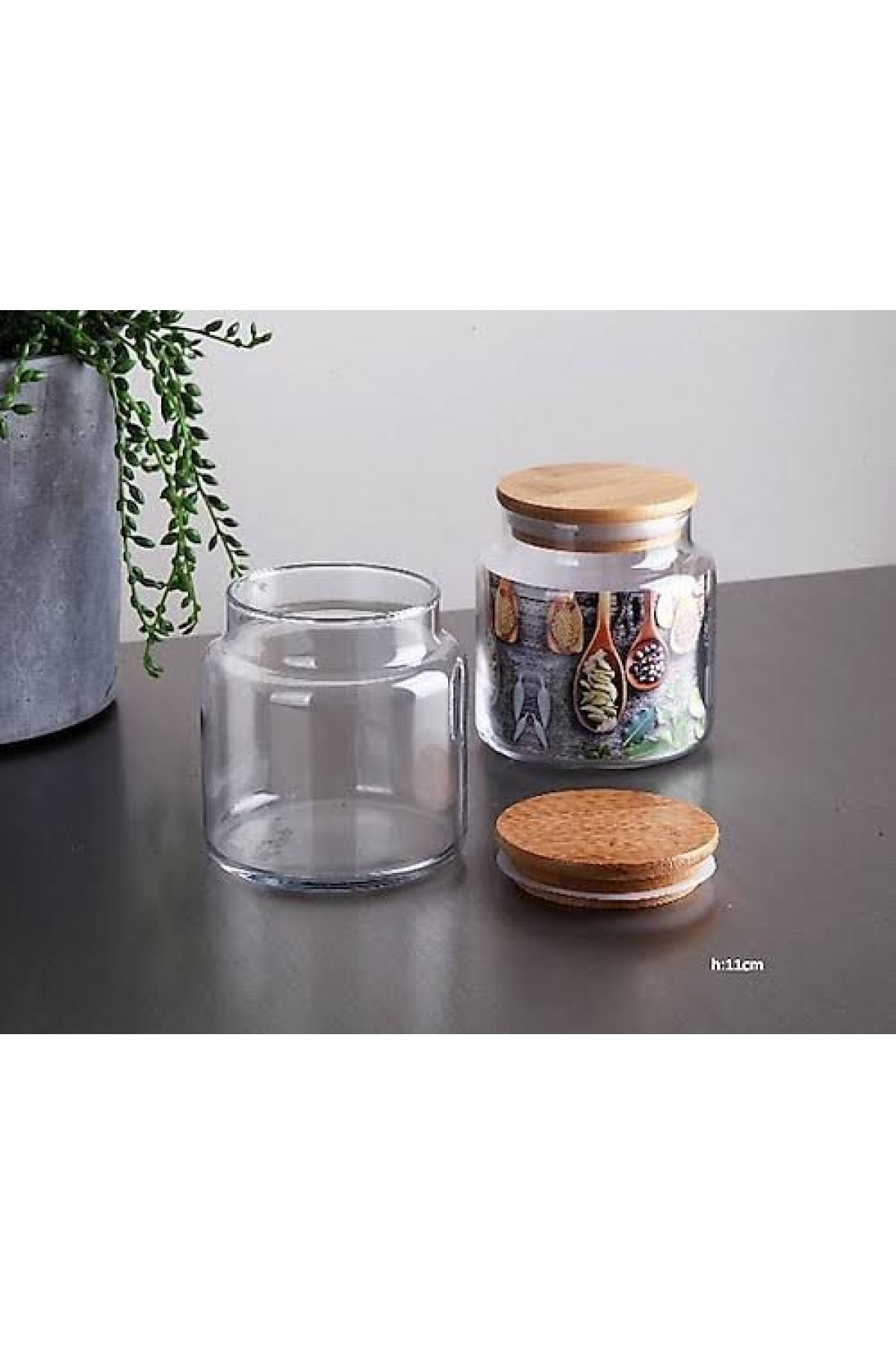 BAMBU KAPAKLI CAM KAVANOZ KÜÇÜK BOY 0.50  (P)