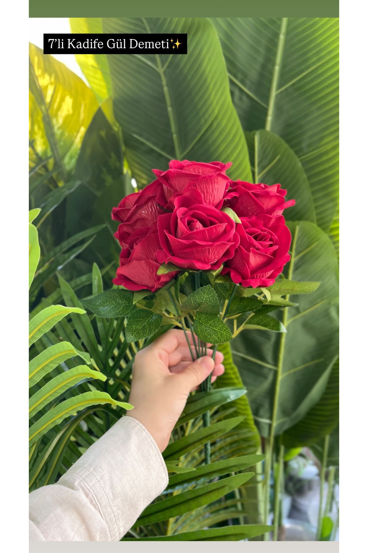 7Lİ KADİFE GÜL DEMETİ (P)