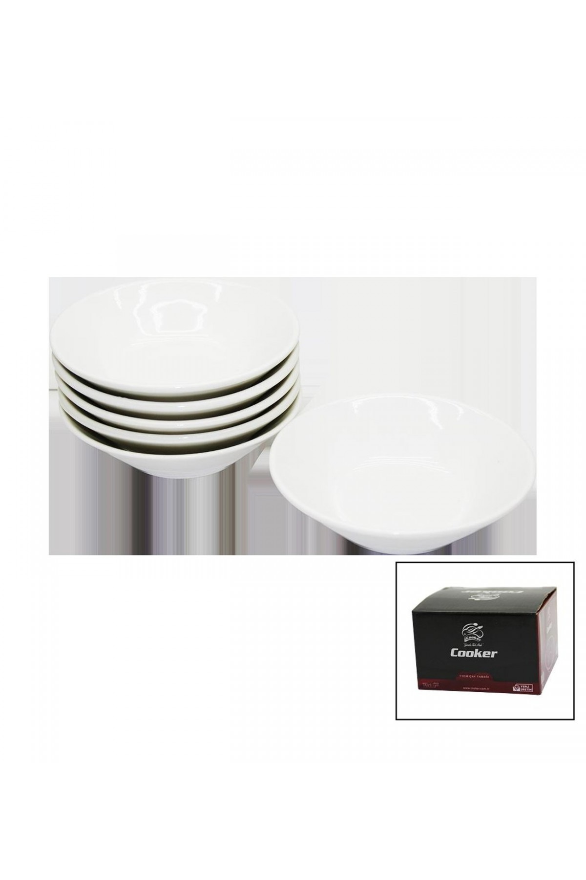 PORSELEN BEYAZ 6 LI ÇAY TABAĞI (P)